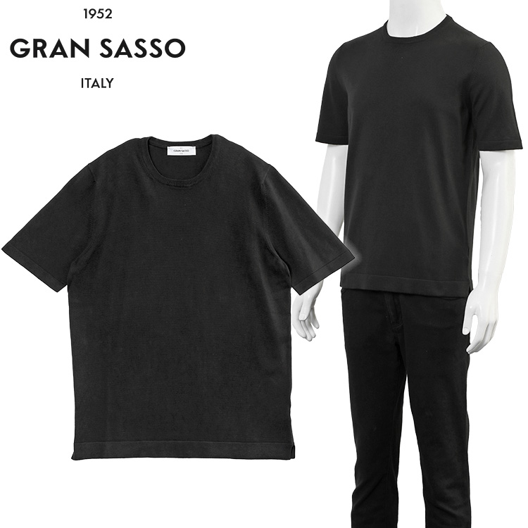 Gran Sasso（グランサッソ） ハイゲージニットTシャツ ブラック 58138