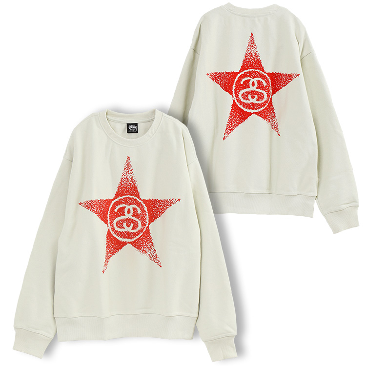 ステューシー SSリンク STUSSY スウェット STARS CREW 1914887-STONE