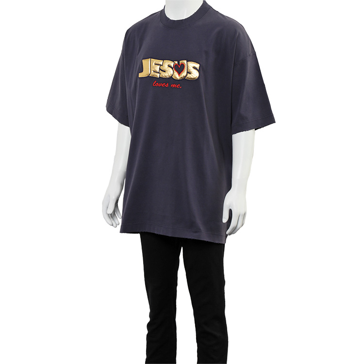 ヴェトモン VETEMENTS Tシャツ Jesus Loves You T-shirt UE63TR400N-1200-FADED NAVY  フェイデッド ネイビー