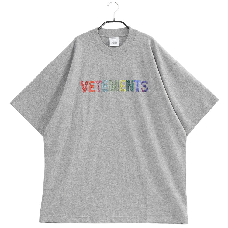 ヴェトモン VETEMENTS マルチカラー クリスタル ロゴ Tシャツ UE52TR510G-16...