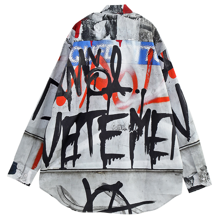 ヴェトモン VETEMENTS オーバーサイズ シャツ グラフティプリント UE54SH340G-1902-GRAFFITI PRINT GREY