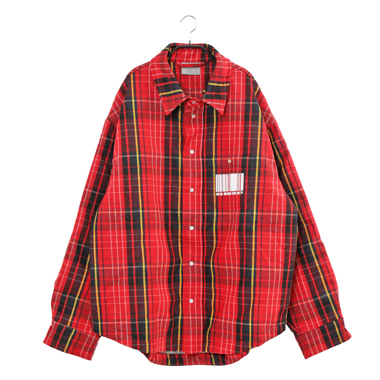 ブイティーエムエヌティーエス VTMNTS ダウン シャツ ジャケット VL12SH200R-5033-RED CHECK