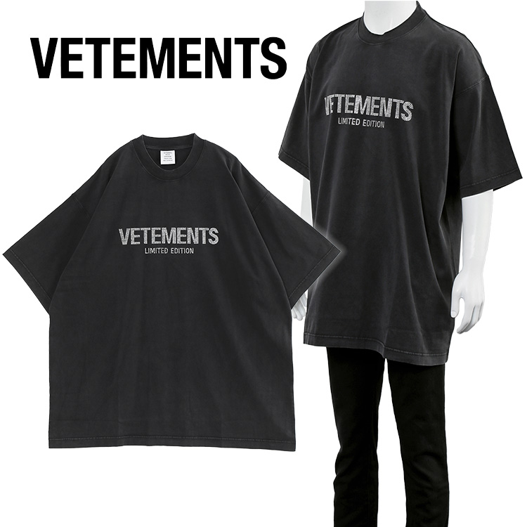 ヴェトモン VETEMENTS Tシャツ リミテッドエディション クリスタルロゴ UE54TR180B-1200-BLACK