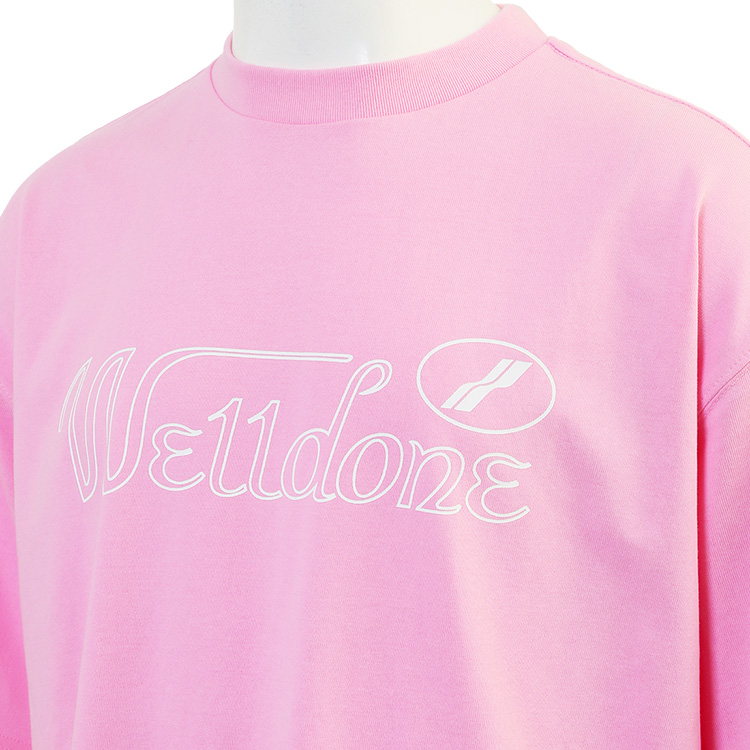 【関税込み】We11done ピンク ビスコース Tシャツ WE11DONE ウェルダン Tシャツ ピンク WD-TT3-22-851-U