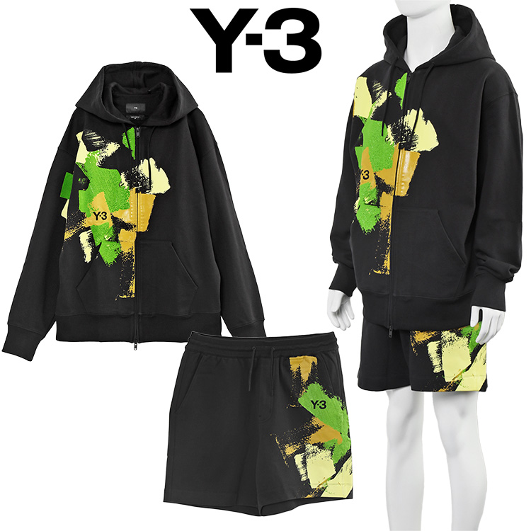 Y-3 セットアップ ブラッシュストローク パーカー スウェット ハーフ