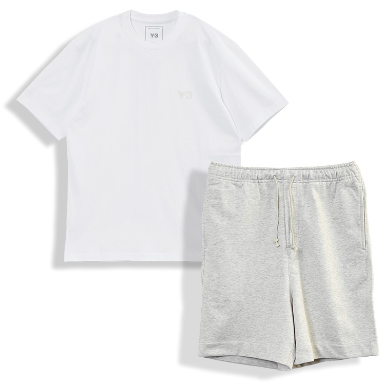 Y-3 セットアップ 同色ロゴ Tシャツ × スウェット ハーフパンツ