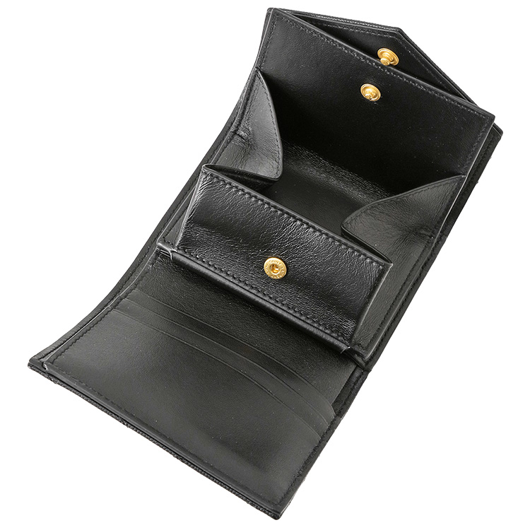 鑑定済み 美品 サンローラン 財布 カサンドラ YSL ミニ コンパクト 黒 SAINT LAURENT サンローラン 三つ折り財布 モノグラム マルチ