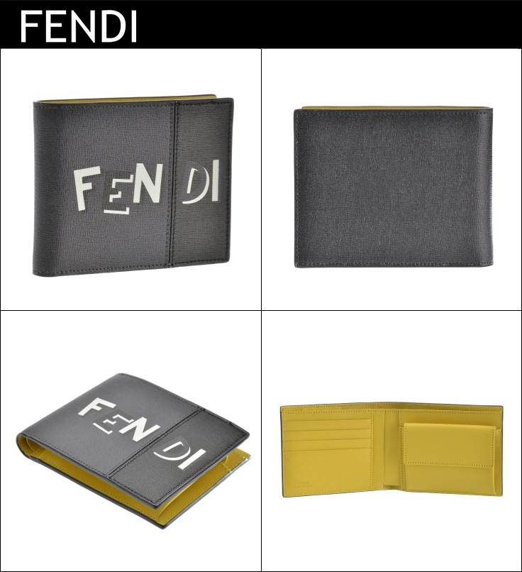 FENDI フェンディ 二つ折り財布 財布 メンズ 型押しカーフスキン
