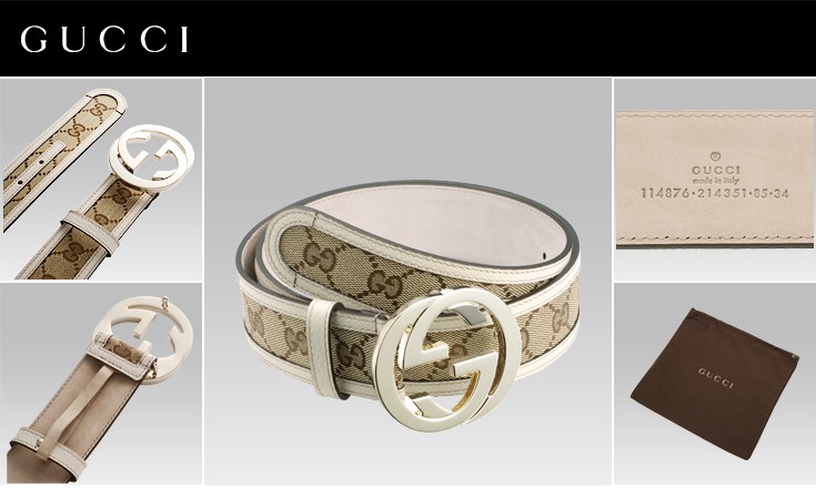 グッチシマ グッチ GUCCI メンズ GGキャンバス ベルト ベージュ
