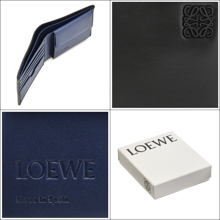 ロエベ/LOEWE 財布 メンズ CLASSIC 二つ折り財布 ブラック ネイビー