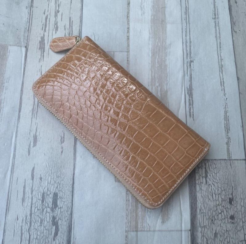 クロコダイル 財布 ベージュ ホワイト No11052 シャイニングクロコ