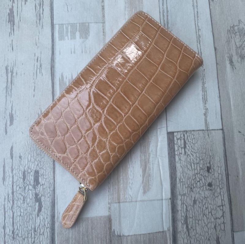 クロコダイル 財布 ベージュ ホワイト No11052 シャイニング