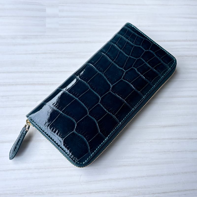 クロコダイル 財布 ダーク グリーン No704 シャイニングクロコ メンズ