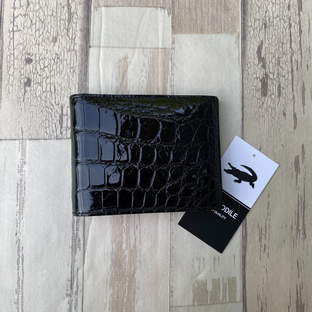 No.33 シャイ二ング クロコダイル 二つ折り財布 メンズ ブラック