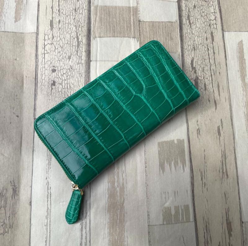 クロコダイル 財布 グリーン No4012 シャイニングクロコ メンズ