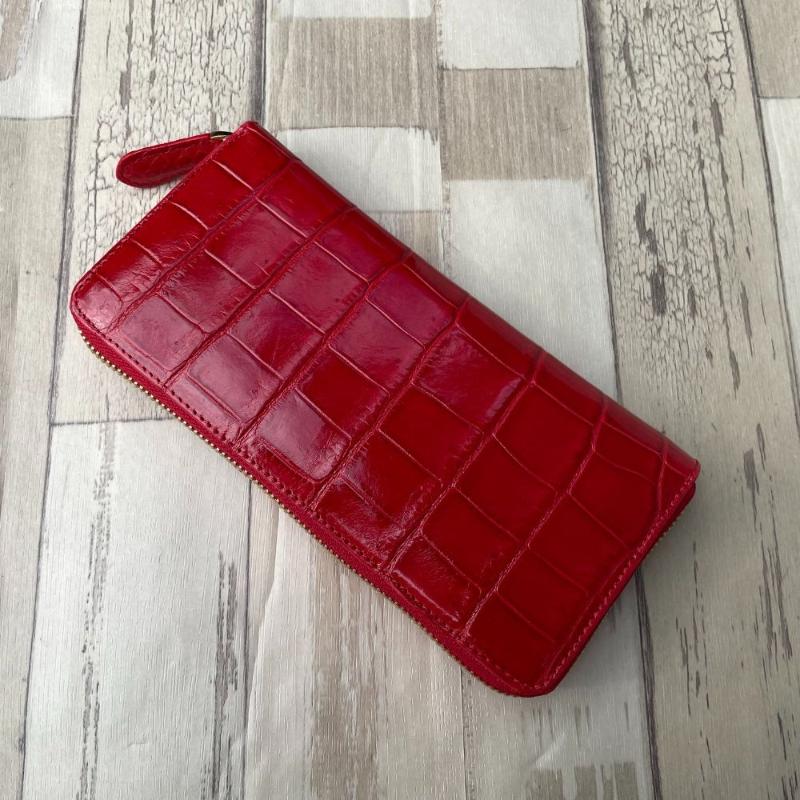 ★専用 クロコダイル ラウンド長財布/ウォレット シャインニングワインレッド ☆専用 クロコダイル ラウンド長財布/ウォレット シャインニング