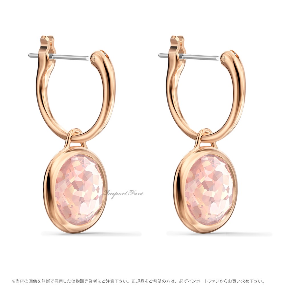 ✴︎スワロフスキー✴︎ローズゴールド✴︎ピアス✴︎ Bella V ドロップピアス, ラウンドカット, ゴールド系, ローズ
