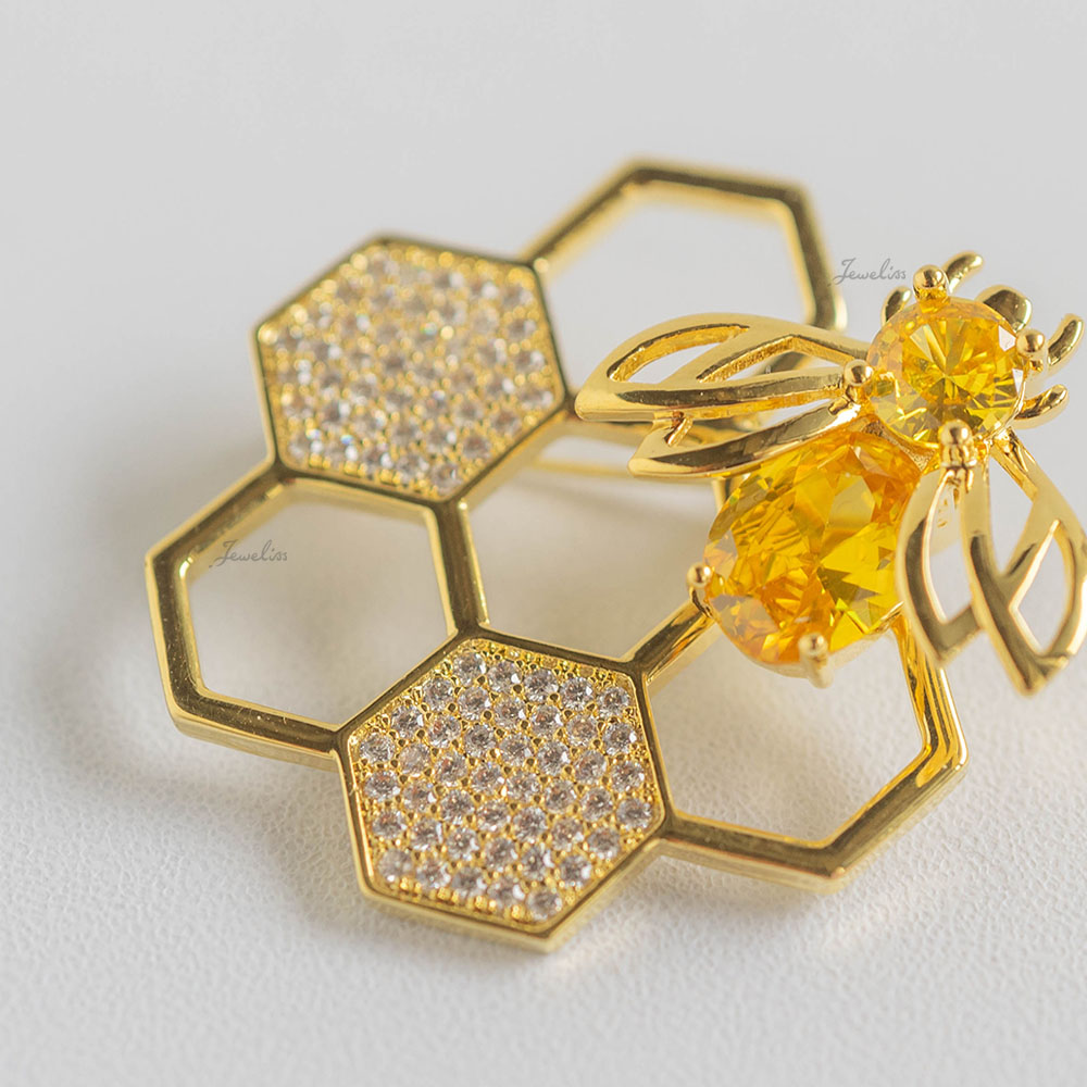 Jeweliss 蜂 ブローチ アベイユ Abeille ミツバチ クリスタル ゴールド