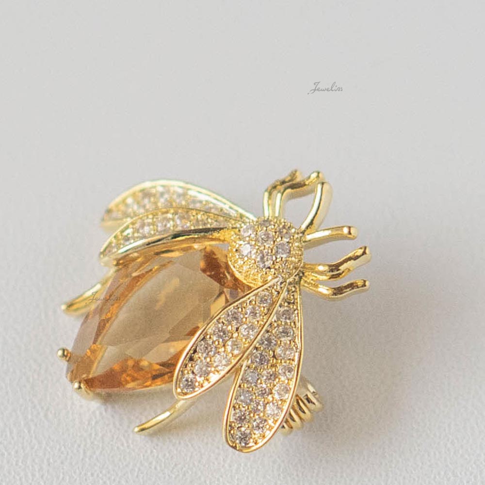 Jeweliss ブローチ ミエール Miel ハチ オレンジッシュブラウン