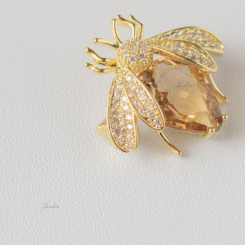 Jeweliss ブローチ ミエール Miel ハチ オレンジッシュブラウン