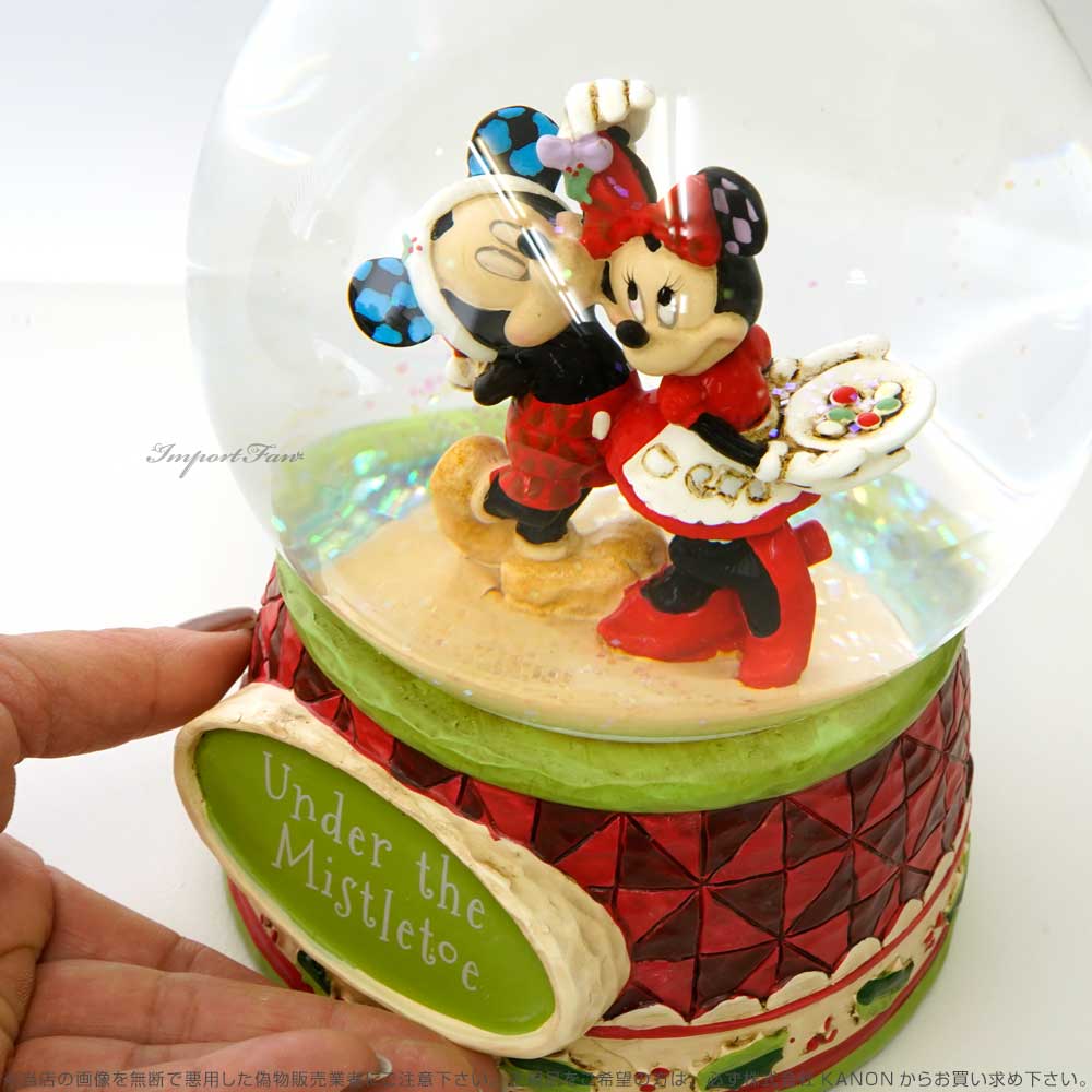 ジムショア ミッキー ミニー クリスマス ヤドリギ スノードーム ウォーターボール ディズニー 4060275 Mickey and Minnie  Mouse jim shore ギフト プレゼント □