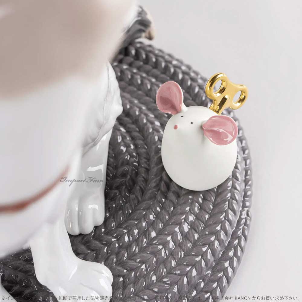 LLADRO リヤドロ ネコとおもちゃ 猫 ネズミ 鼠 置物 01009547