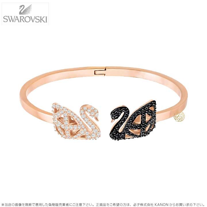 SWAROVSKI 可愛すぎるスワロフスキーバングル　イエローゴールド　スワン SWAROVSKI(スワロフスキー) バングル美品 - クリア×ピンク