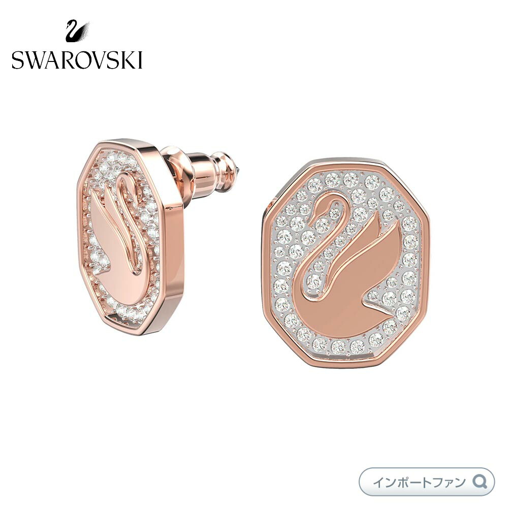 SWAROVSKI Swan スタッドピアス Swan スタッドピアス, スワン, ホワイト, ロジウム・プレーティング