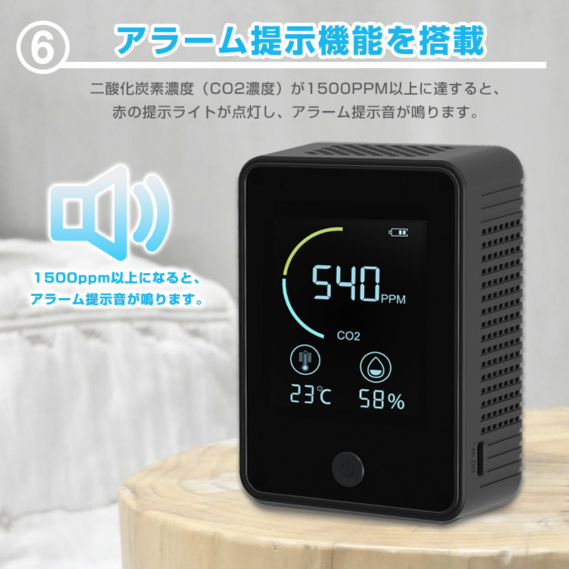 CO2センサー 二酸化炭素濃度計測器 日本語表示 モニター 二酸化 