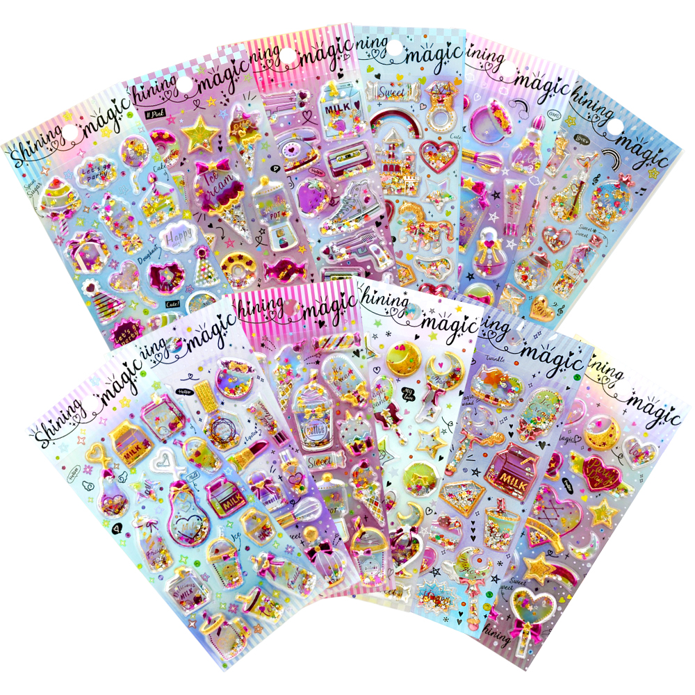 【先着順20名限定70%OFFクーポン】 ぷっくり 3D立体シール デコシール 子供 可愛い キャラクター 女の子 知育 ごほうびシール プレゼント おもちゃ ぷくぷく |  | 01