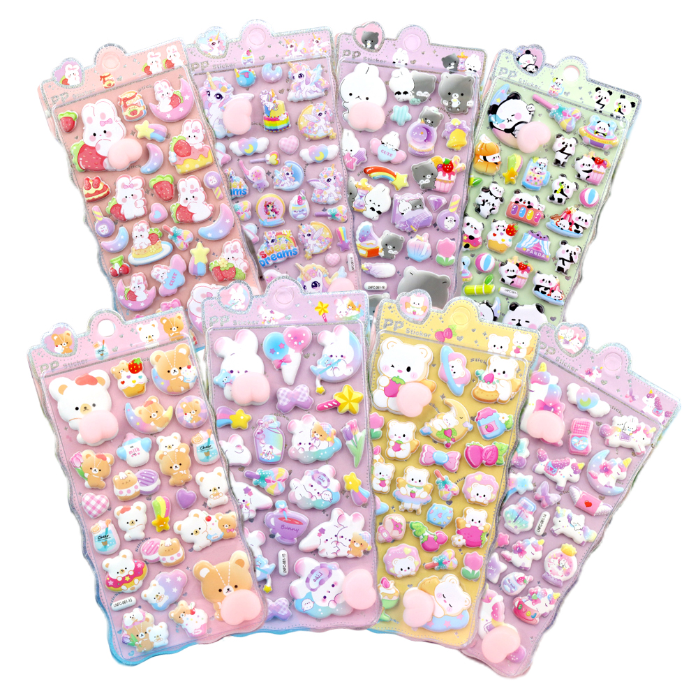 【先着順20名限定70%OFFクーポン】 ぷっくり 3D立体シール デコシール 子供 可愛い キャラクター 女の子 知育 ごほうびシール プレゼント おもちゃ ぷくぷく |  | 02