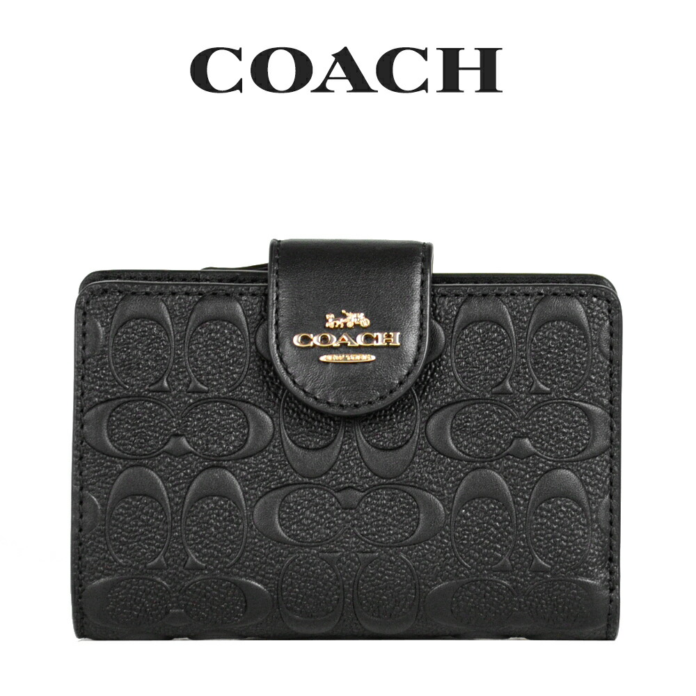 コーチ COACH アウトレット レディース 財布 二つ折り財布 C5896 IMBLK(ブラック) シグネチャー