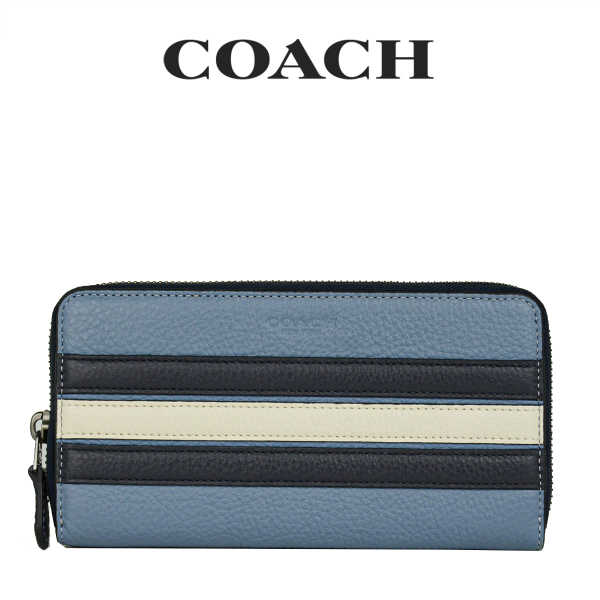 コーチ COACH アウトレット メンズ 財布 長財布 CB930 QBUOS(インディゴ×ミッドナイトマルチ) ブルー ストライプ【FKS】  :930qbuos:インポートブランドロータス 通販 