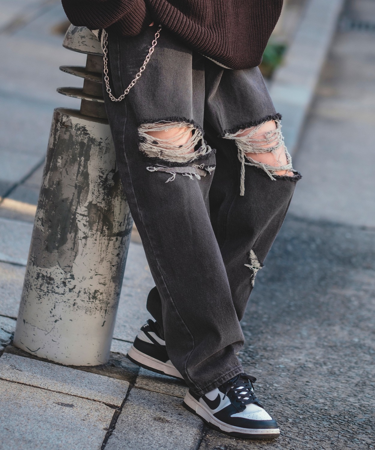 improves デニムパンツ メンズ ダメージ クラッシュ加工 ワイド