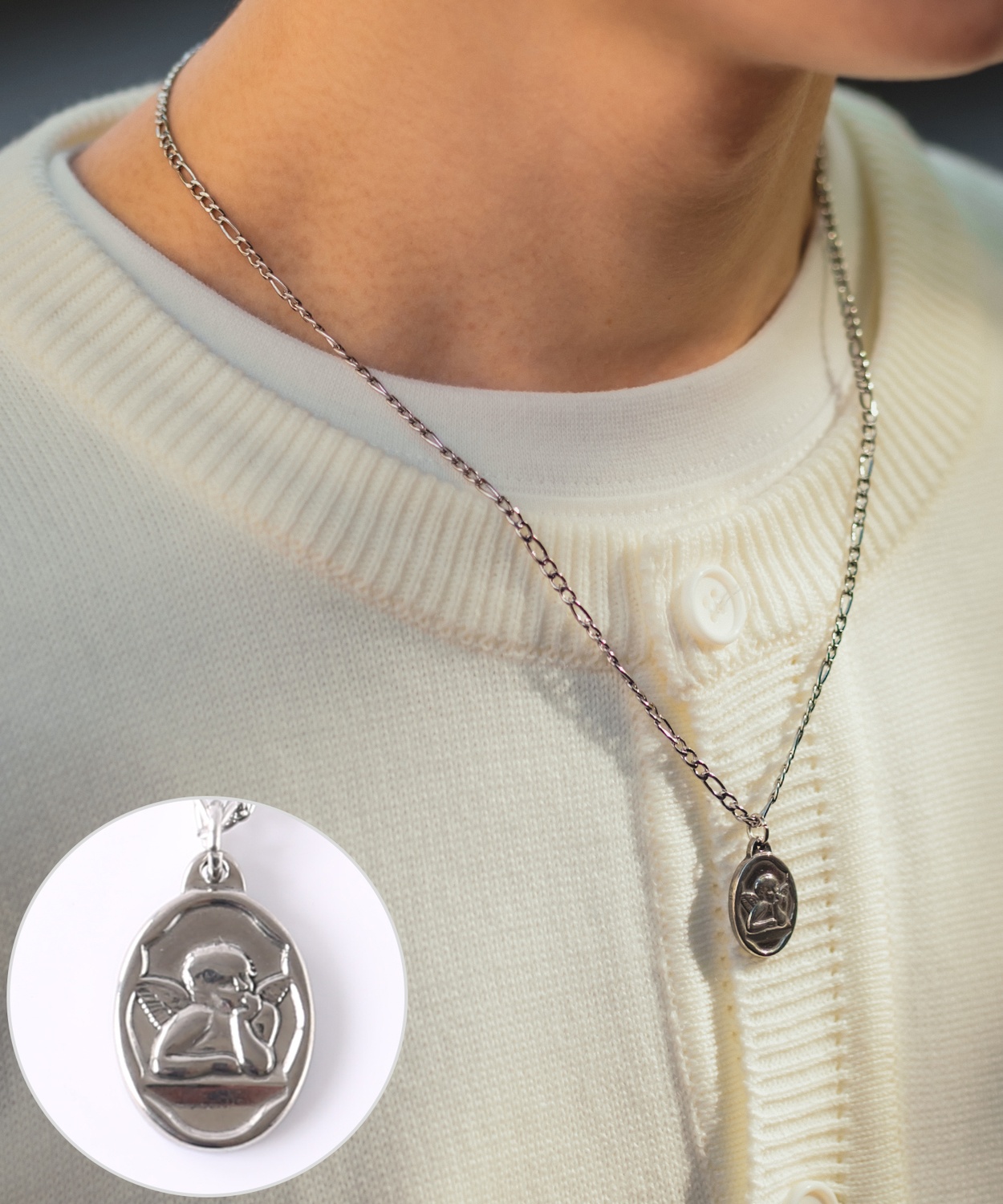 ネックレス メンズ チェーン 小物 首飾り アクセサリー 天使モチーフ チャーム トップ ユニセックス セレクト アメカジ 古着MIX スケーター ストリート 韓国 | improves | 01