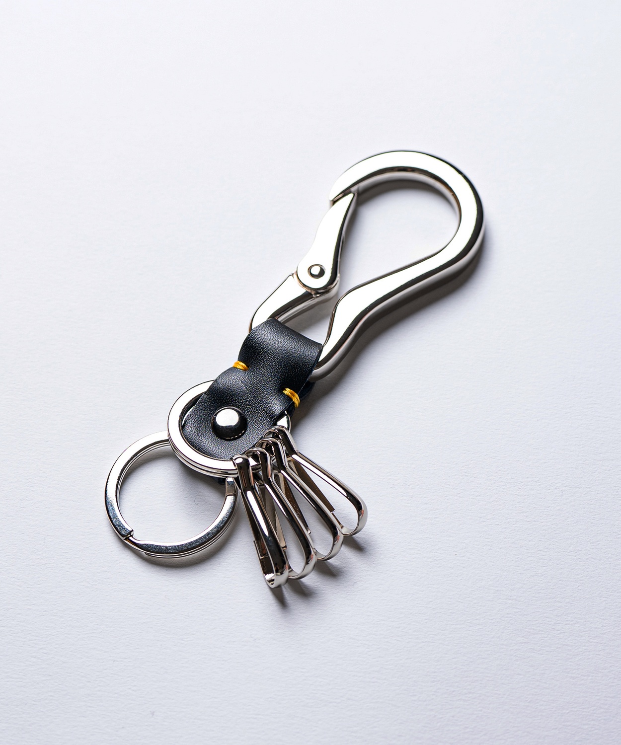 カラビナキーホルダー メンズ レディース キーフック キーリング ウォレットチェーン 連結 Y2K ストリート 韓国ファッション 鍵 レザー調 黒 銀 金 | improves | 01