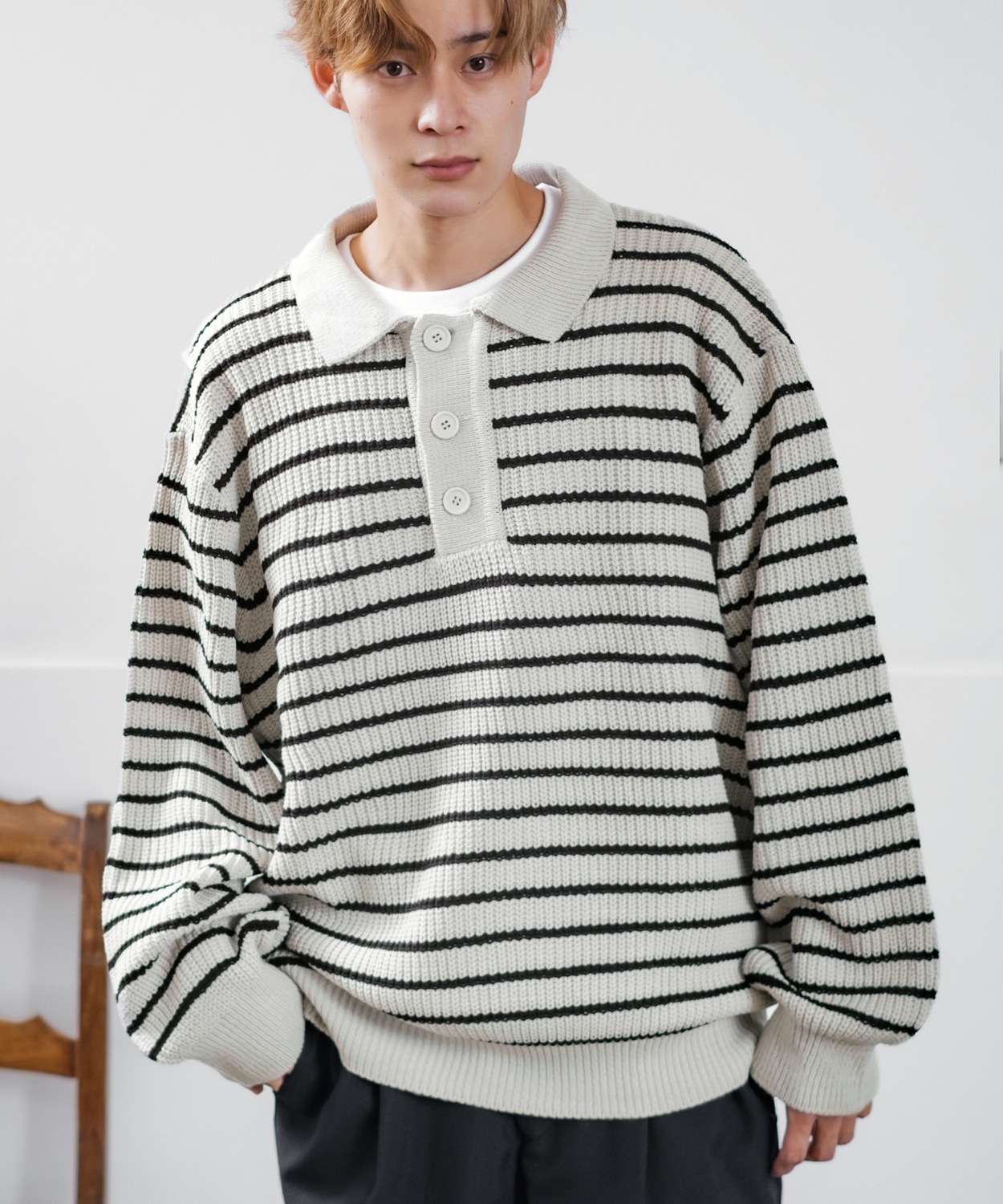 improves（インプローブス） ポロシャツ メンズ ボーダー ニット 長袖