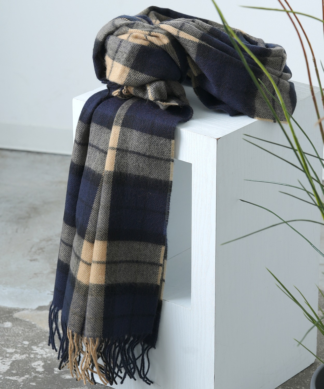 マフラーバッグ メンズ レディース 大判 チェック 襟巻き ストール フリンジ カジュアル スケーター ストリート 韓国ファッション きれいめ セレクト | improves | 07