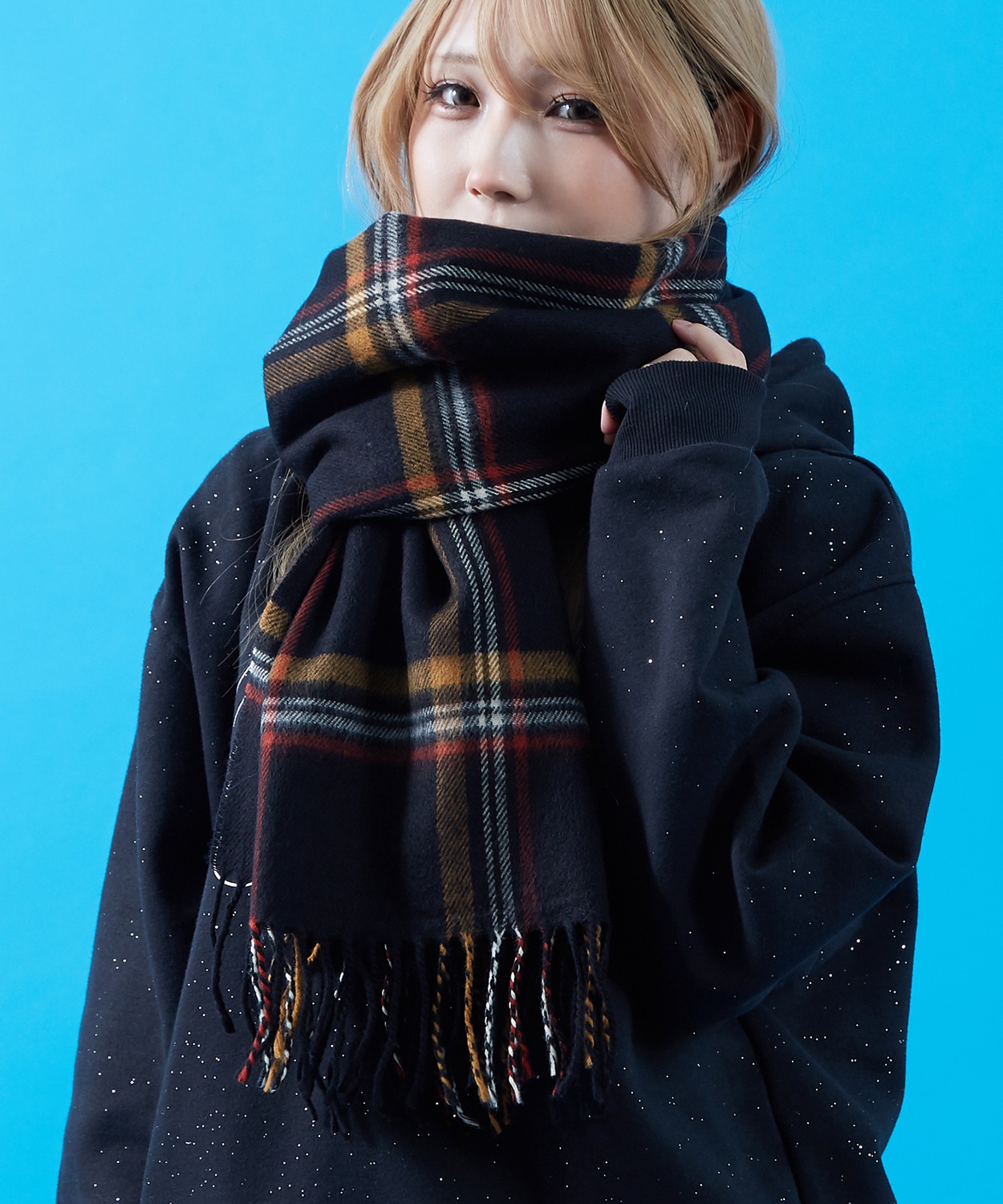 マフラーバッグ メンズ レディース 大判 チェック 襟巻き ストール フリンジ カジュアル スケーター ストリート 韓国ファッション きれいめ セレクト | improves | 14