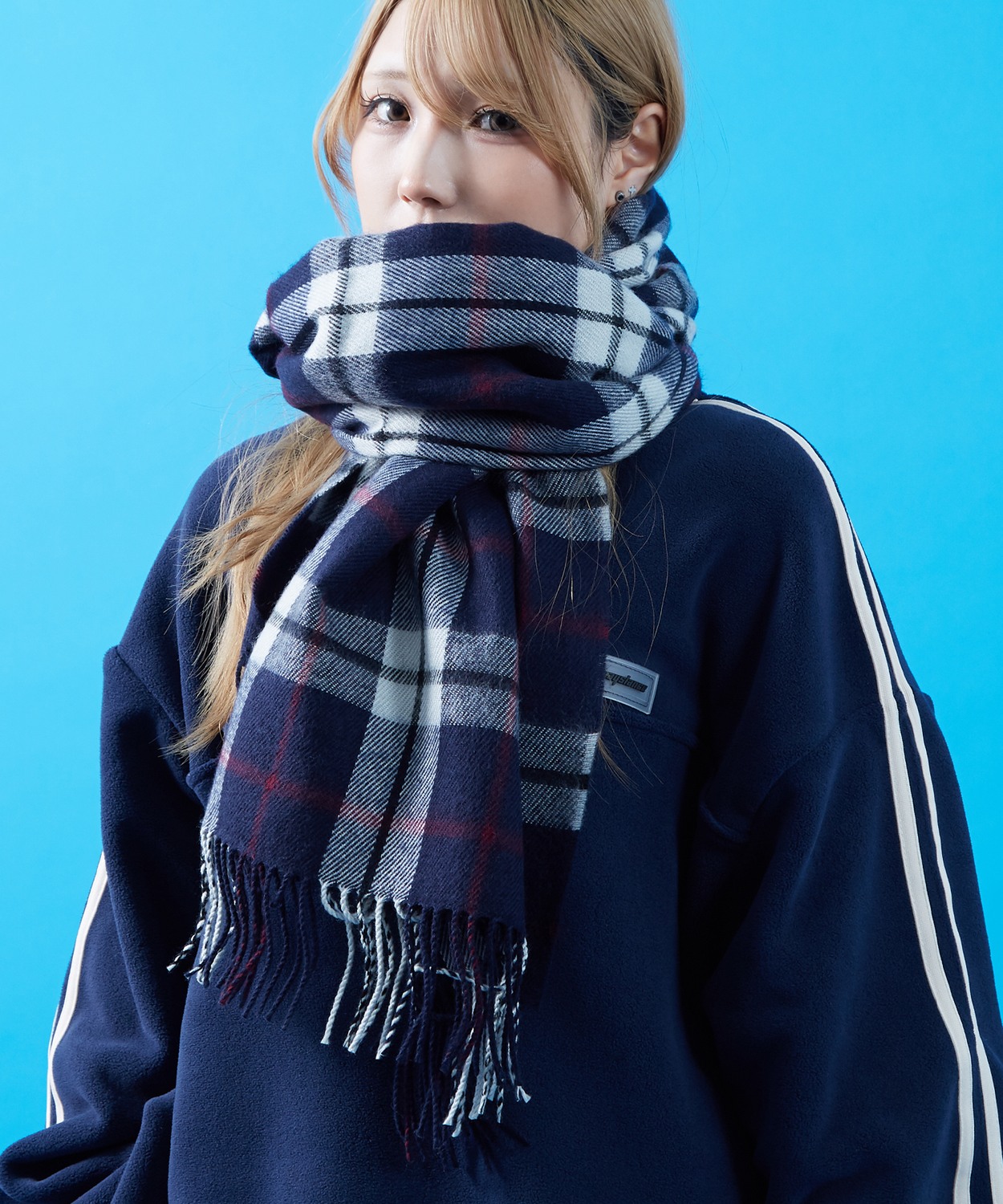 マフラーバッグ メンズ レディース 大判 チェック 襟巻き ストール フリンジ カジュアル スケーター ストリート 韓国ファッション きれいめ セレクト | improves | 15