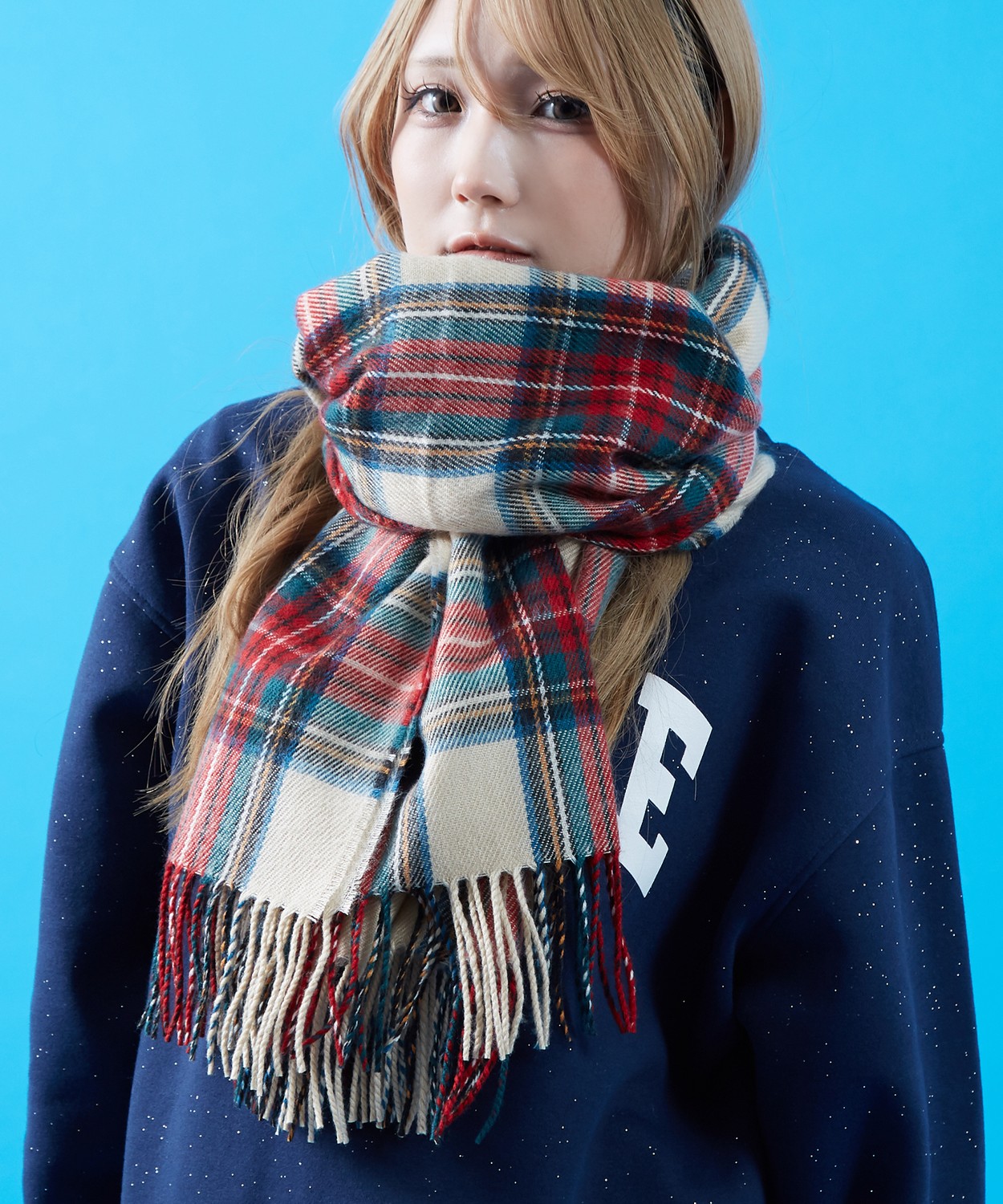 マフラーバッグ メンズ レディース 大判 チェック 襟巻き ストール フリンジ カジュアル スケーター ストリート 韓国ファッション きれいめ セレクト | improves | 13