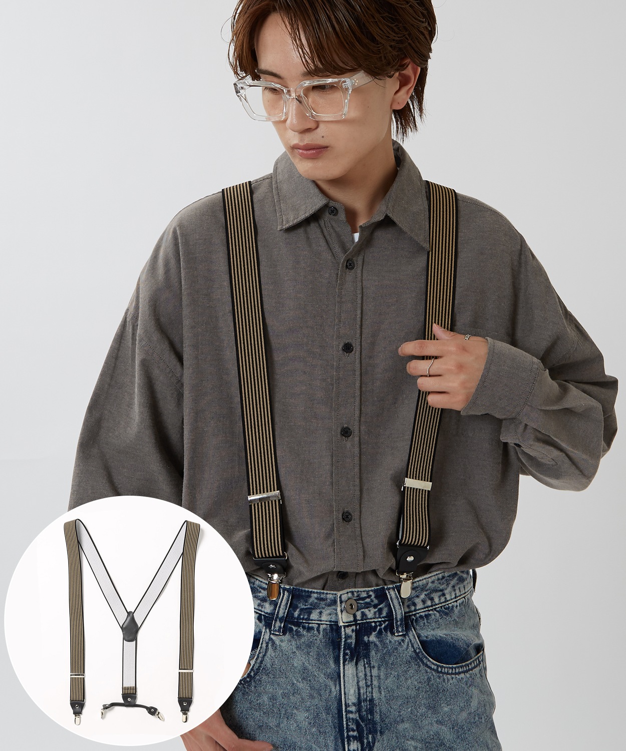 サスペンダー メンズ レディース 吊りベルト 吊りバンド ブレイシーズ チェック アーガイル 総柄 韓国ファッション きれいめ セレクト ブラック ベージュ | improves | 08
