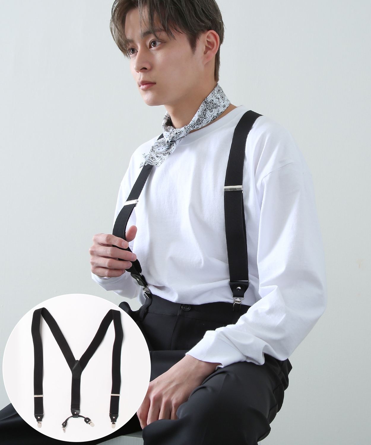 サスペンダー メンズ レディース 吊りベルト 吊りバンド ブレイシーズ チェック アーガイル 総柄 韓国ファッション きれいめ セレクト ブラック ベージュ | improves | 01