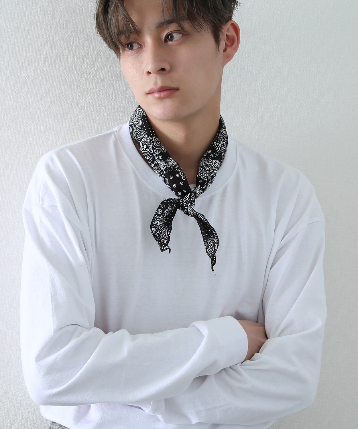 スカーフ メンズ レディース 三角スカーフ チョーカースカーフ 総柄 ペイズリー ストライプ 大人 韓国ファッション きれいめ セレクト | improves | 01