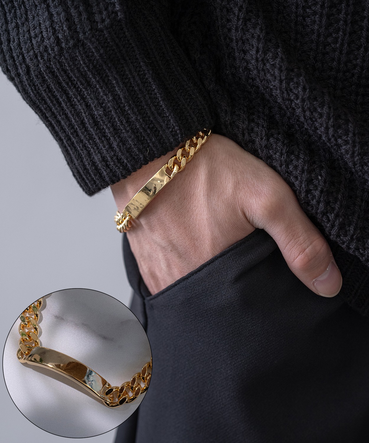 ブレスレット メンズ レディース プレート ターラントチェーン アメカジ カジュアル スケーター ストリート 韓国ファッション ロック モード シルバー ゴールド | improves | 02