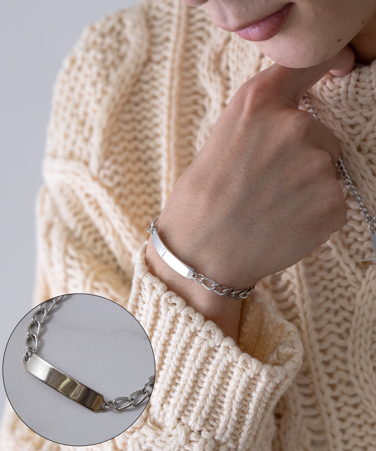 ブレスレット メンズ レディース プレート チェーン アメカジ カジュアル スケーター ストリート 韓国ファッション ロック モード シルバー ゴールド | improves | 01