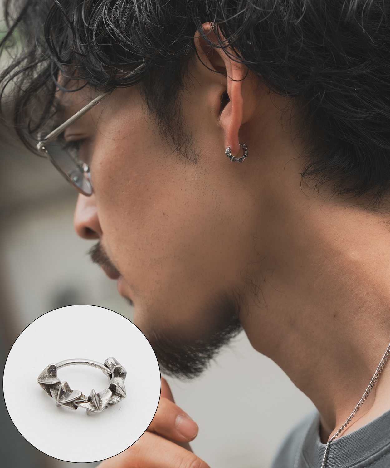 片耳 ピアス メンズ フープピアス アクセサリー アメカジ カジュアル スケーター ストリート 韓国ファッション きれいめ アンティーク シルバー | improves | 07