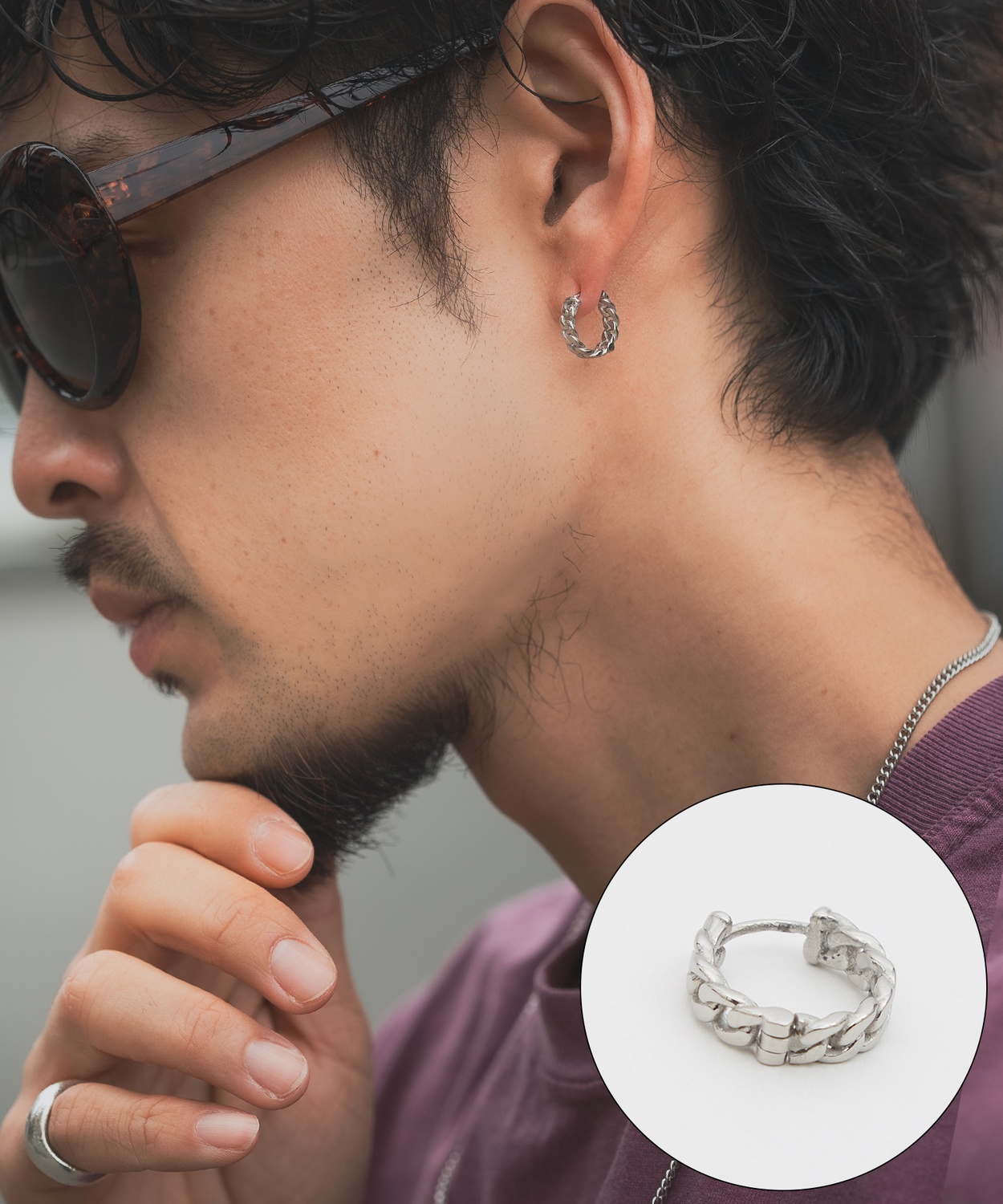 片耳 ピアス メンズ フープピアス アクセサリー アメカジ カジュアル スケーター ストリート 韓国ファッション きれいめ アンティーク シルバー | improves | 09