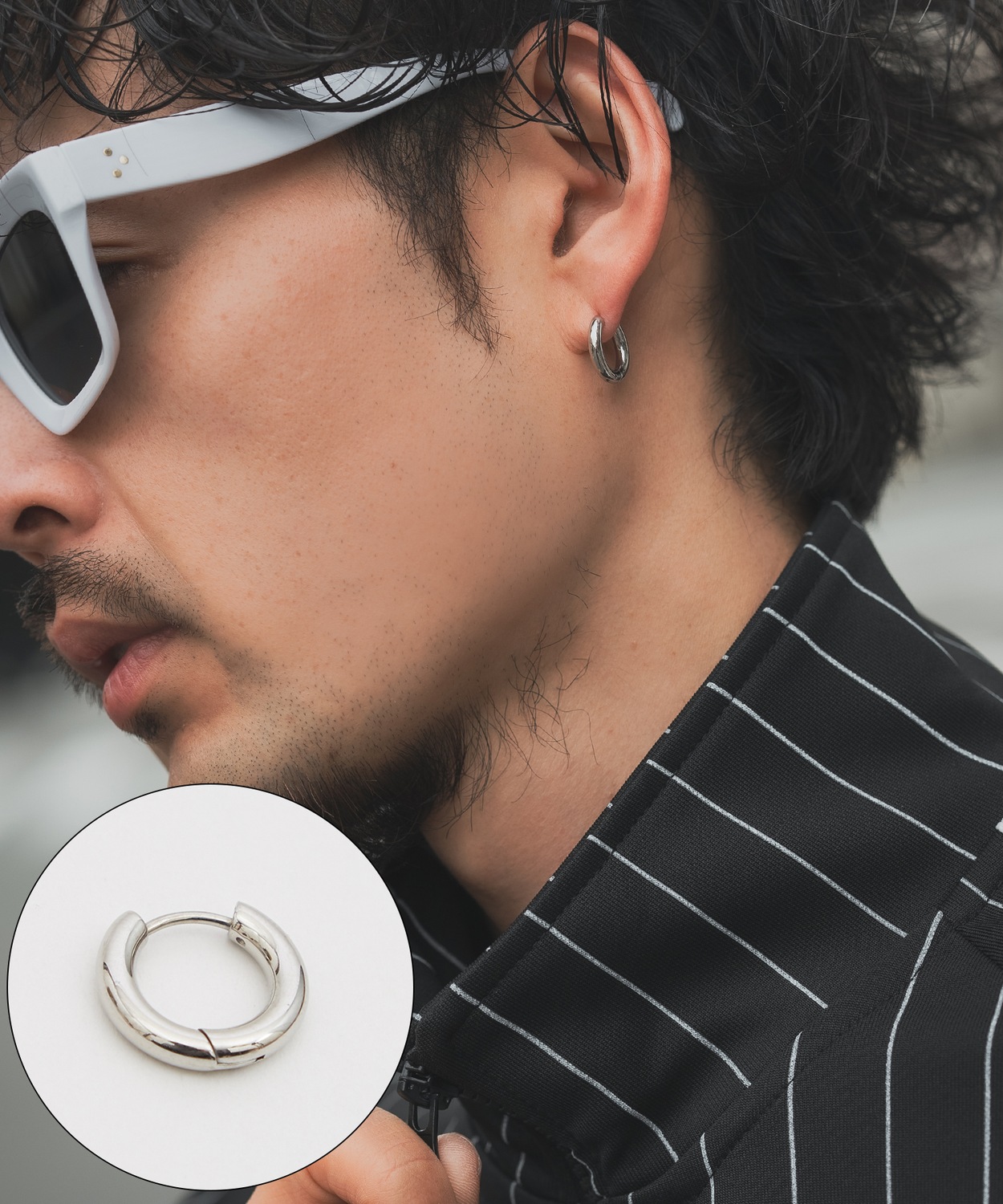 片耳 ピアス メンズ フープピアス アクセサリー アメカジ カジュアル スケーター ストリート 韓国ファッション きれいめ アンティーク シルバー | improves | 01