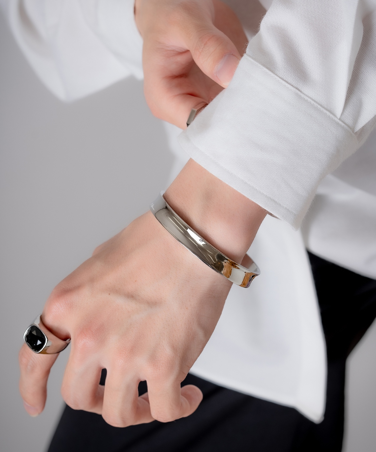 バングル メンズ レディース ブレスレット オープンバングル 腕輪 セレクト アメカジ カジュアル 古着MIX スケーター ストリート 韓国ファッション ブラック | improves | 01